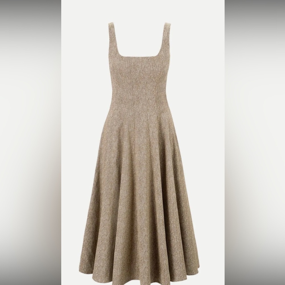 Staud Wells A line Sleeveless Dress Mocha Herringbone size 4 fit like 0 2